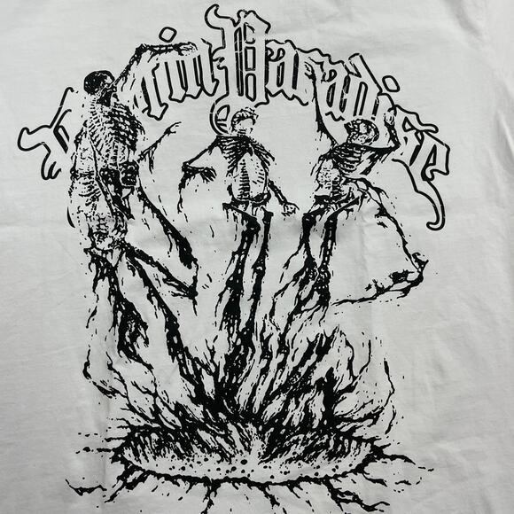 Rest In Paradise Triple Skeletons Tee T Shirt White Size XL B4 - Picture 2 of 4